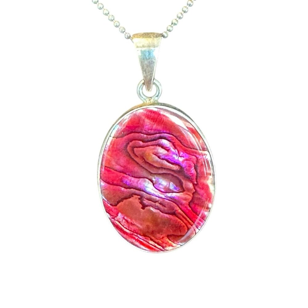 Charles Albert Sterling Silver 925 Abalone Pendant Necklace Earrings Set 18.45g - Picture 9 of 16